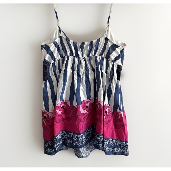 Vtg Babydoll Top Womens S Blue Striped Coquette Y2K Soft Girl Fairy Club - Picture 3 of 9